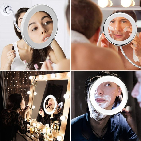 10x Led Mirror Makeup Flexible, Magnifying Vanity Mirror 10x