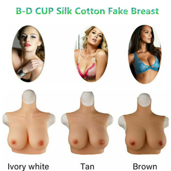 B-D Cup Realistic Fake Boobs Silicone Crossdresser Breast Form Silk Cotton  Filling Enhance Transgender Disguise Drag Queen