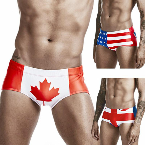 Canada UK USA Flag Swimming Trunks For Men Swimwear Mens Swim Shorts Boxer  Briefs Beach Swimsuits Bathing Suit Man