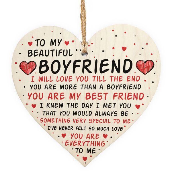 Boyfriend Gifts Boyfriend Birthday Card Gift Boyfriend Valentines Gift for  Him Heart Plaque Sign Christmas Decoration