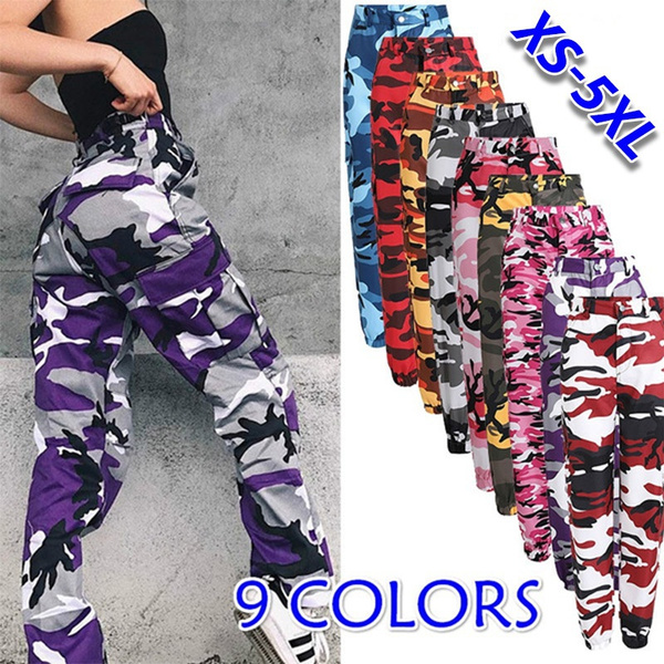 9 Colors Plus Size Women Loose Camouflage Cargo Hip hop Pants