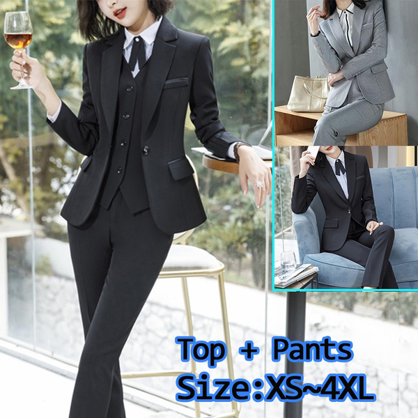 Black Pant Suits Women Spring Autumn Business 2 Piece Pants Blazer