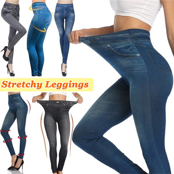 blue jean leggings plus size