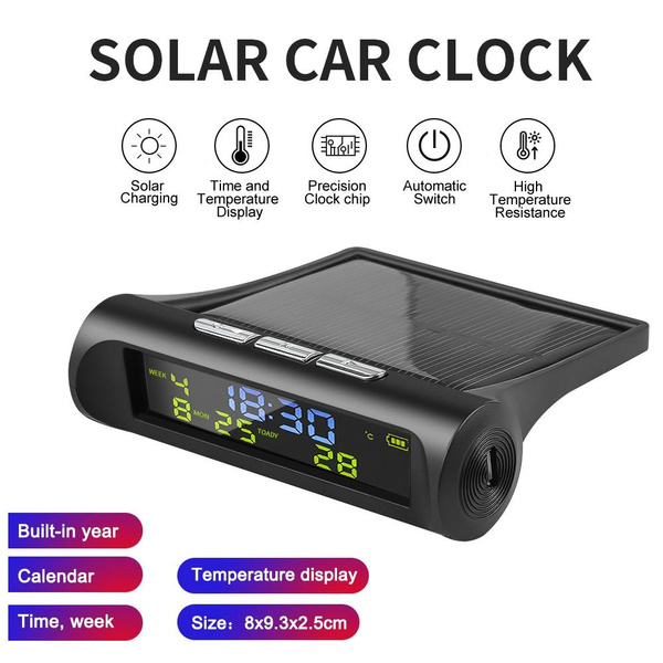 Davtron Clocksolar-powered Digital Car Clock With Temperature