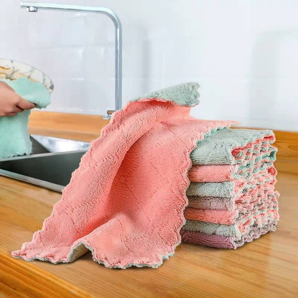 Kitchen Dish Towel Non-stick Oil Double-layer Dish Washing Cloth