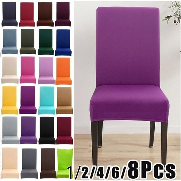 1/2/4/6/8 PCS Plain Chair Cover 21 Solid Color Spandex Elastic