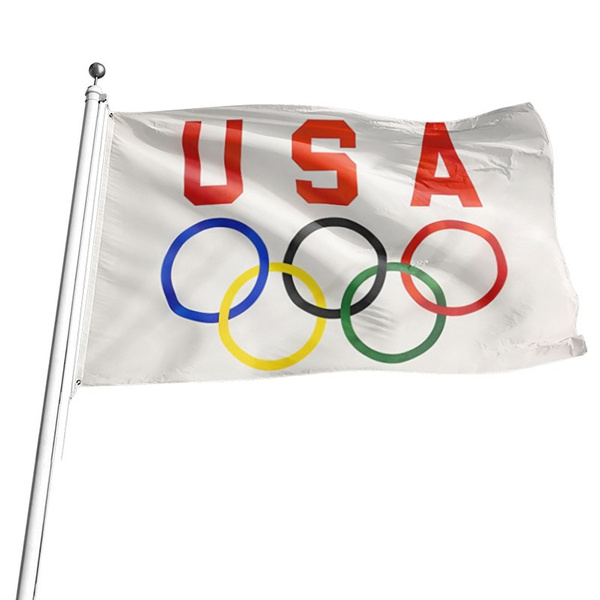 3X5 FT USA Olympics Game Flag Banner Olympic Ring Flag.Cheer for ...