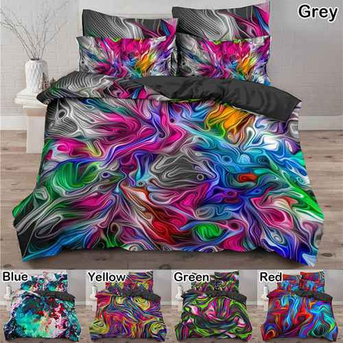 3D Duvet Cover Set Psychedelic Digital Printing Twin Bedding Set with Zipper  Full Queen King Size 2/3pcs Polyester Quilt Cover