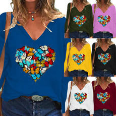 butterfly, Heart, Blouses & Shirts, Long Sleeve