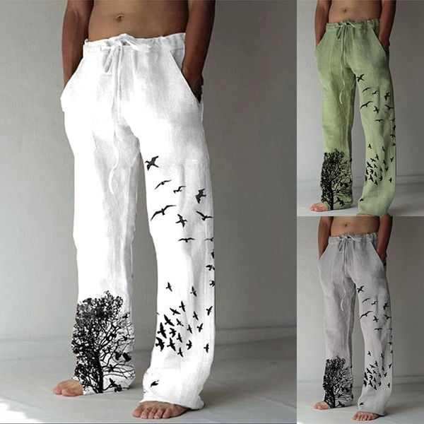 Summer Casual Pants For Men Natural Cotton Linen Plus Size Linen Trouserss  Male White Green Lightweight Elastic Waist Straight Loose Beach Pants  210709 From Dou02, $21.26 | DHgate.Com