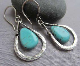 Sterling, water, Turquoise, tuquoiseearring