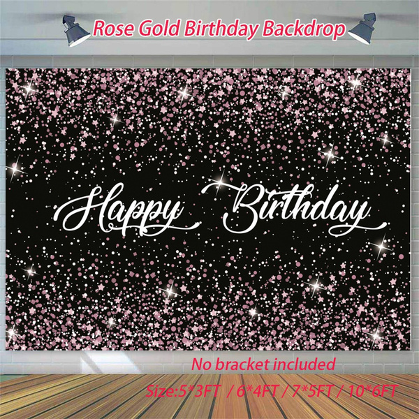 Rose Gold Birthday Backdrop Shiny Photo Background Happy Party ...