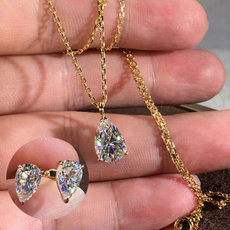 DIAMOND, moissanite earrings, gold, Stud Earring