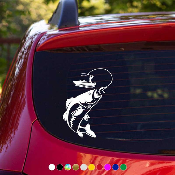 1PC Funny Fishing Fisherman Car Stickers Reflective Funny Sticker Car ...