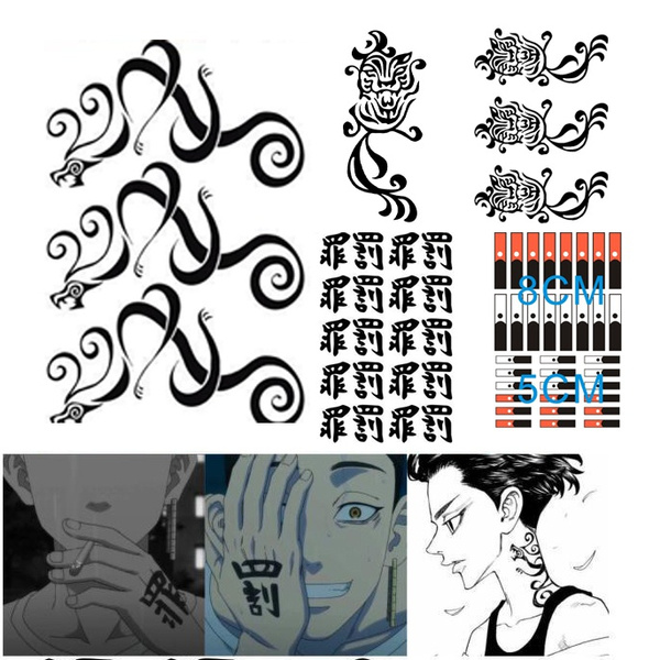 Anime Tokyo Revengers Cosplay Manjiro Sano Ken Ryuguji Tattoo Stickers Neck  Arm Waterproof Fake Tattoos Halloween Costume Accessory  Wish