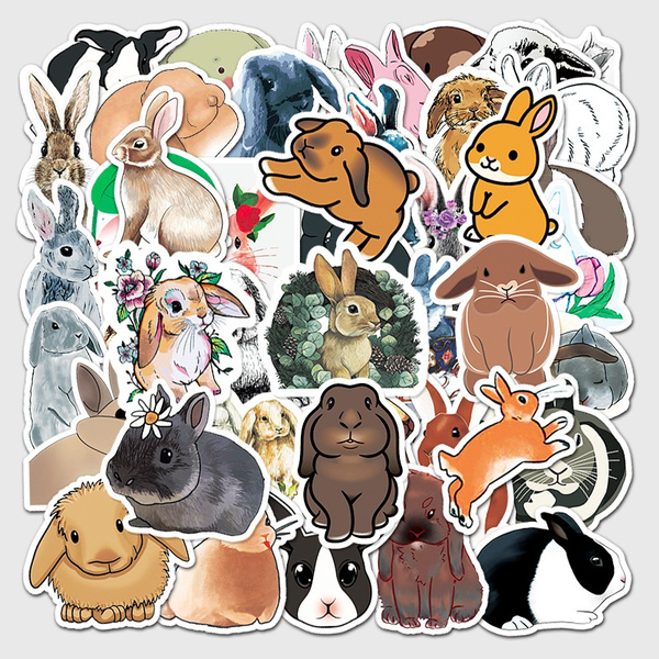 50Pcs Cute Rabbit Animal Stickers for Girls Kawaii Cartoons Bunny Hare Decal  Sticker DIY to Water Bottles Laptop Guitar Suitcase | Wish