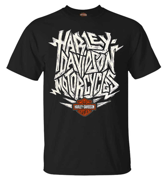 Harley Davidson Mens Fear The Tread Crew Neck Short Sleeve Graphic Tee Black Wish 