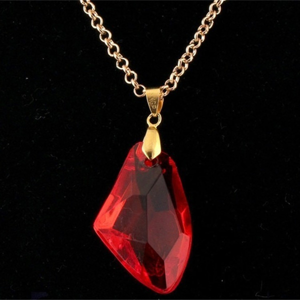 Single layered Ruby Red Pearl Drop Pendant Necklace