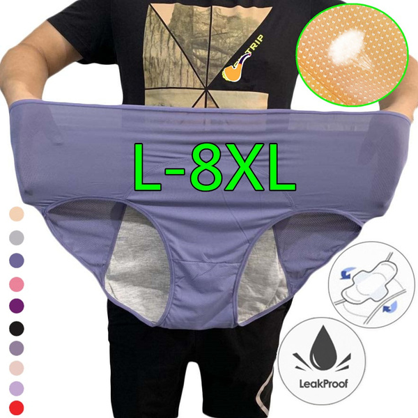 Plus Size L-8XL Women Physiological Period Panties Breathable Antibacterial  Cozy Underpants Briefs Ladies Waterproof High Waist Menstrual Period  Underwear Knickers
