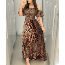butterfly, leopard print, Evening Dress, leopardprintshouldergirdlewaist