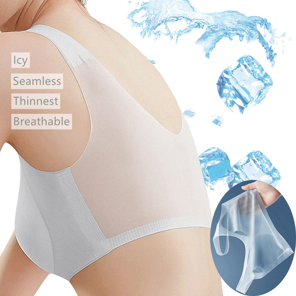 Icy Thinnest Plus Size Bra Underwear Bras for Women Seamless Wireless Ultra  Thin Bra Breathable Sleep Bralette Sports Bra Vest M-5XL Seeds