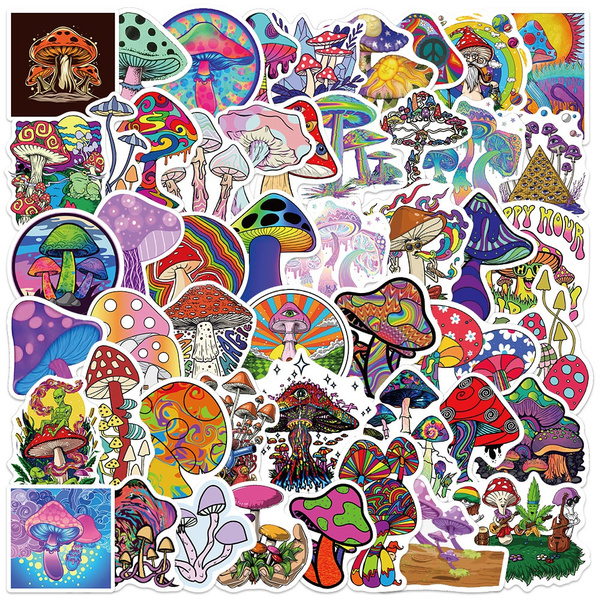 25/50PCS Cartoon Psychedelic Mushroom Stickers Aesthetics Laptop Guitar