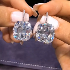 DIAMOND, Sterling Silver Earrings, hookearring, Elegant