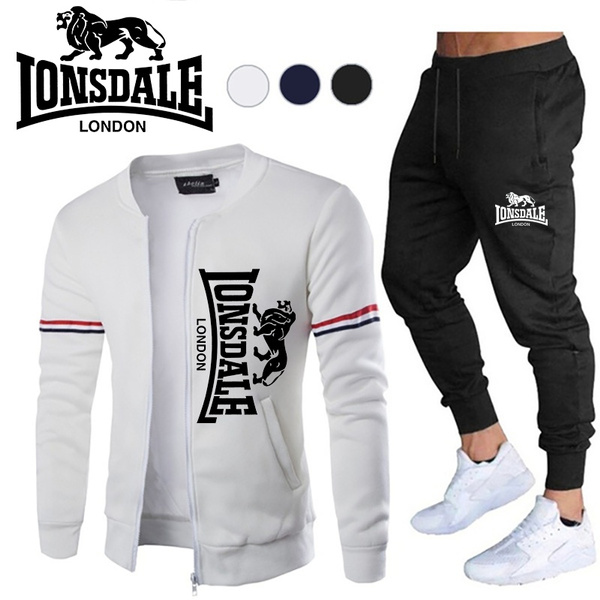 Lonsdale Fashion Men\'s Zipper Jogging Suits Jacket+ Pants Tracksuits  Running Clothes Set Sportswear | Wish