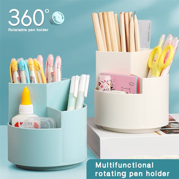 360 Rotating Art Supply Organizer, Pencil Holder for Desk, Desktop Storage Pen Organizers Stationery Supplies, Cute Pencil Cup Pot for Office, School