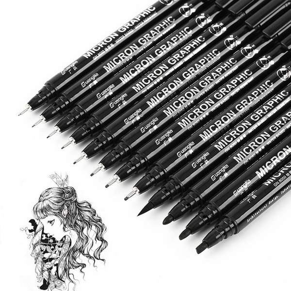 Calligraphy Hand Lettering Pens, Pigment Liner Micron Pen Set , 8 Size  Caligraphy Brush Pens Art Supplies for Sketching Drawing