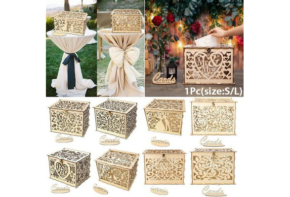 10 Styles Rustic Wooden Wedding Card Box Wedding Money Box DIY Card Box  with Lock and Card Sign for Reception Wedding Anniversary Baby Shower  Birthday Graduation Party Decorations