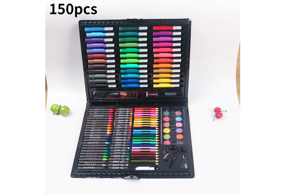 42pcs pink blue kids boys girls travel coloring colour box case gift  crayons oil pastel markers stationery art drawing set