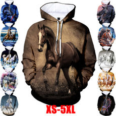 3D hoodies, horse, Fashion, pullover hoodie