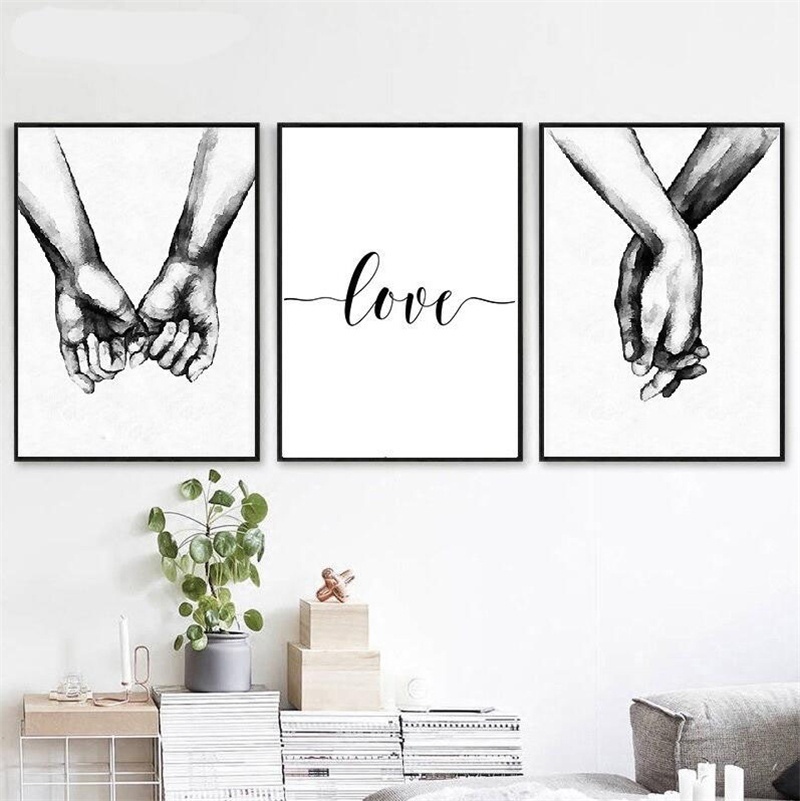 

unframed wall art minimalist paintinglove hand in hand minimalist black and white canvas line art print posterminimal wall art sketch art line paint