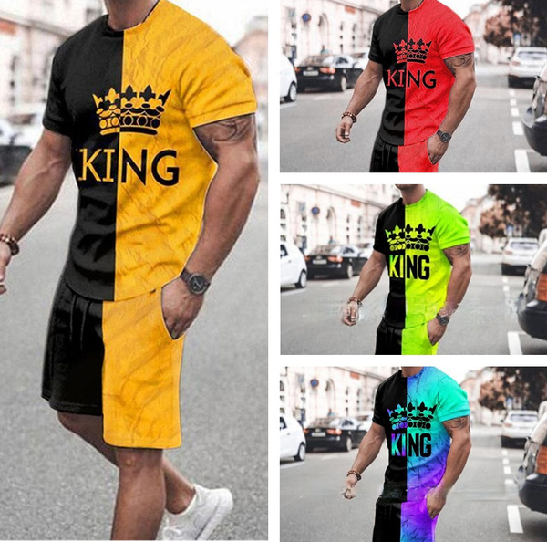 Men's Sports Imperial King Crown Printed Shorts Suit | Wish