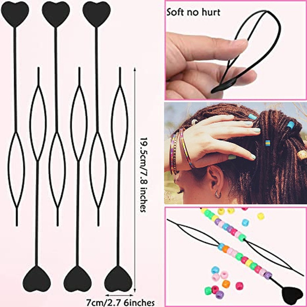6 Pcs Automatic Hair Beader Ponytail Maker Styling Tool Loading Beads and  Mini Rubber Bands Hair Styling Accessories
