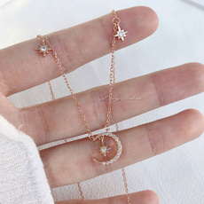 cute, Chain Necklace, moonnecklace, Star
