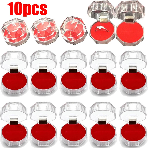 10pcs/lot Jewelry Package Ring Earring Box Acrylic Transparent Wedding