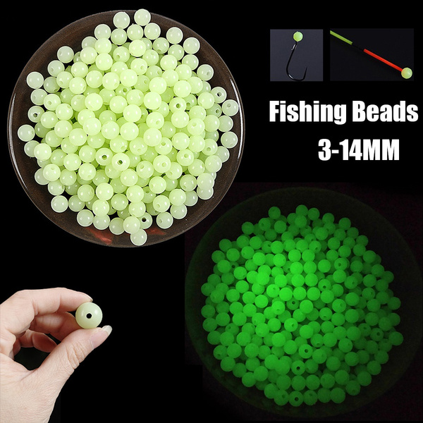 50/100pc New DIY Glow In The Dark Round Hard Beads Outdoor Fishing Luminous  Float Balls 3mm-12mm