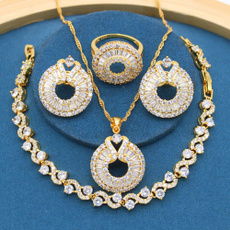 goldcolorjewelryset, Crystal Jewelry, Stud Earring, Jewelry
