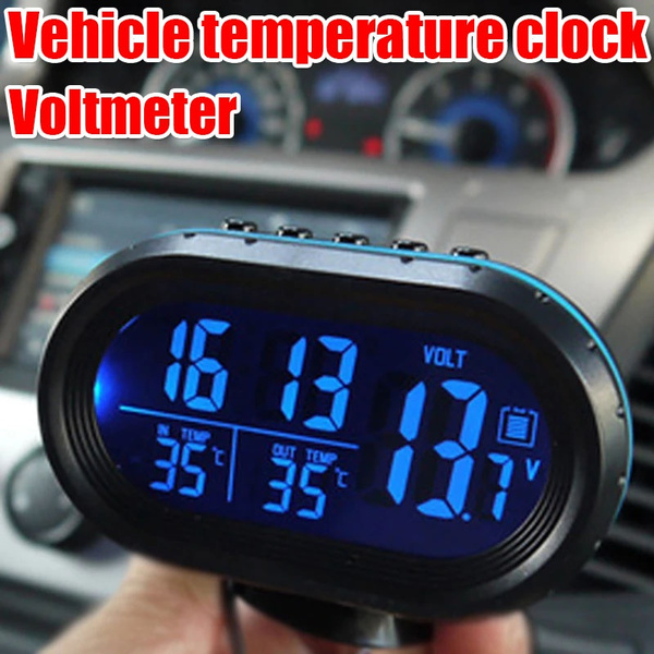 Digital Clock And Thermometer For Car - LED Lighted Display - DC 12V - Dual Temperature Gauge And Voltmeter - Ideal For Automobiles - View #7