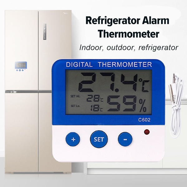 Refrigerator Freezer Thermometer Alarm Temperature Humidity Meter  Thermometer Hygrometer Indoor Outdoor With Probe