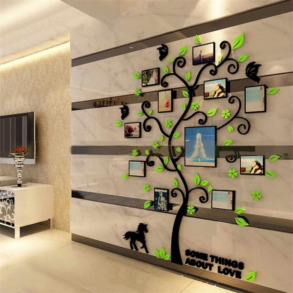 Acrylic 3D Family Photo Frame Tree Wall Stickers Removable DIY Art Wall ...