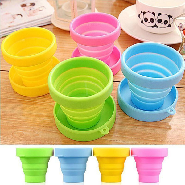 Cup Silicone Retractable Folding Water Cups Candy Colors Travel Mug Folding Cup 