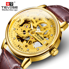 skeletondial, Casual Watches, gold, solidstrap