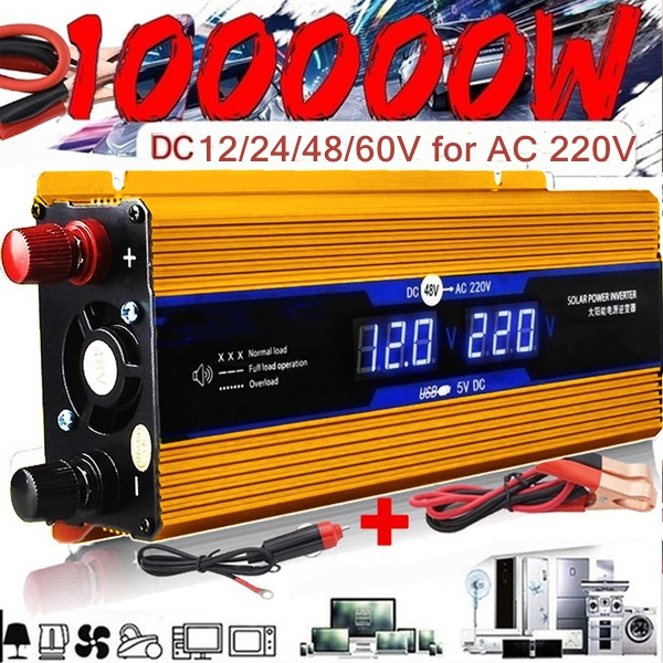 500W/35000W Power Inverter Sine Wave DC 12V to AC 220V Solar Inventor  Converter Adapter USB car Transformer Convert US/EU socket for Camping  Hiking Outdoor Auto accessories