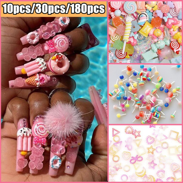 3D Nail Charms Kawaii Lollypop Candy Mixed Resin For Acrylic Nail Art Tips