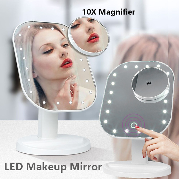 USB Charge Makeup Vanity Mirror With Adjustable LED Lights Touch Screen Cosmetic Mirror 10X