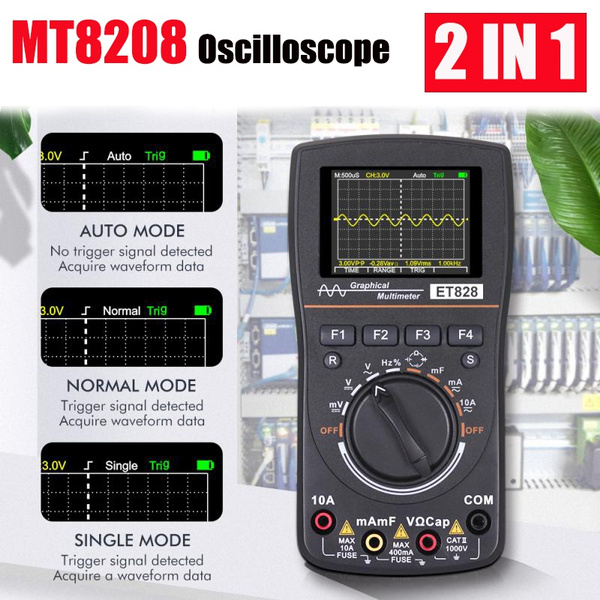 New MT8208 Color Screen Multimeter Oscilloscope + Multimeter Combo 1MHZ ...