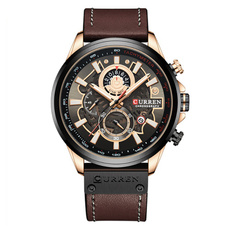 Chronograph, quartz, leather strap, wristwatch